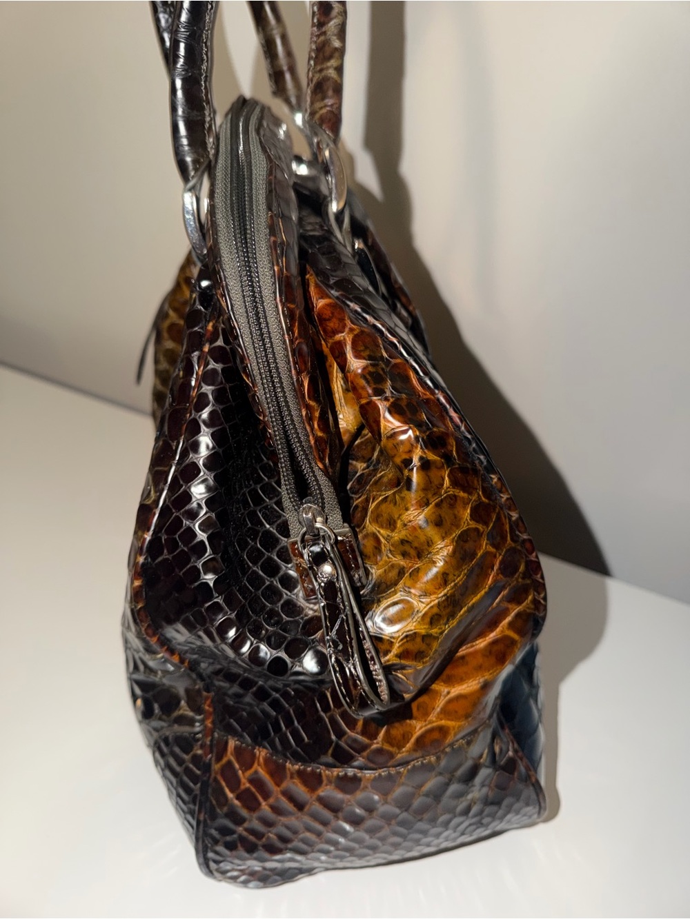 Danier Python-Embossed Leather Satchel Bag - Picture 5 of 17